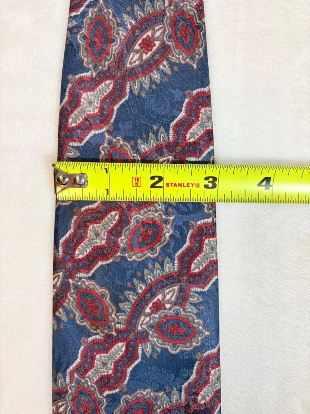 Christian Dior Men's Paisley Blue Red Gray Silk Classic‎ Woven Tie